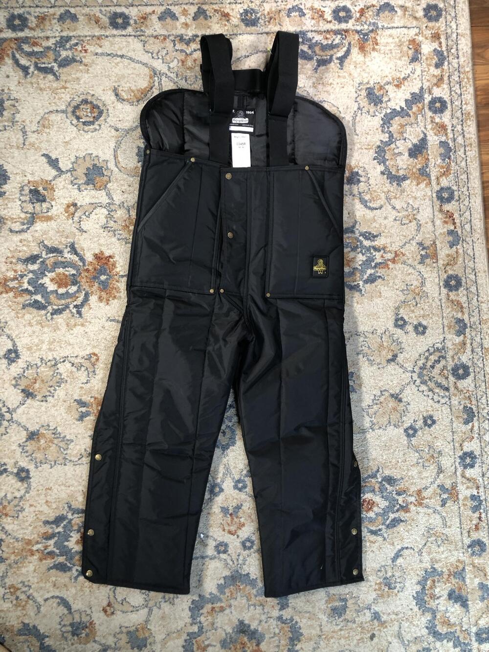 RefrigiWear Overalls Mens Medium Black Nylon Insulated Bib Workwear Utility